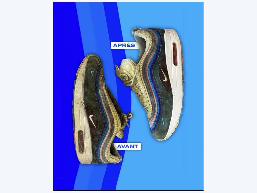 Sneaker avant et après son passage au pressing