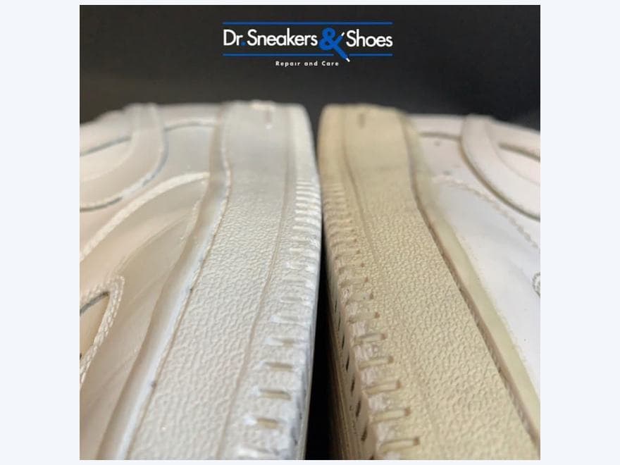Résultat avant et après un pressing sneakers