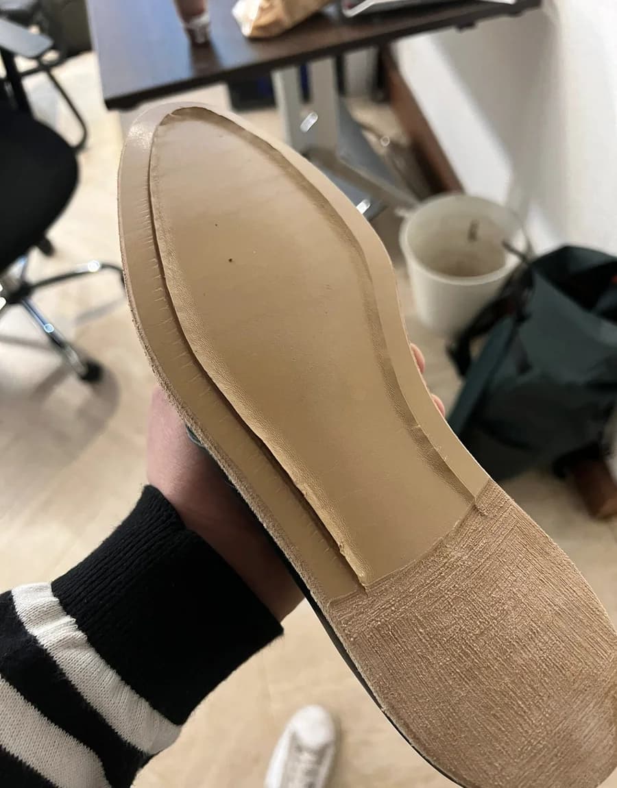 Semelle en cuir restaurée par notre cordonnier